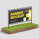 2 Horizontal Framed Banner Mockups on the Grass