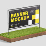 2 Horizontal Framed Banner Mockups on the Grass