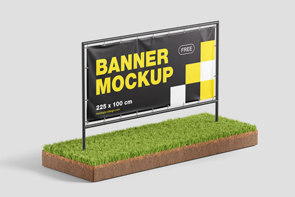 2 Horizontal Framed Banner Mockups on the Grass