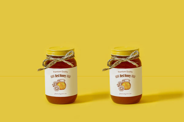 2 Vertical Honey Bottles Mock Up