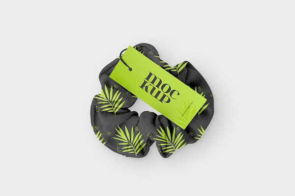 2 View of Hair Scrunchie Mockups with Label