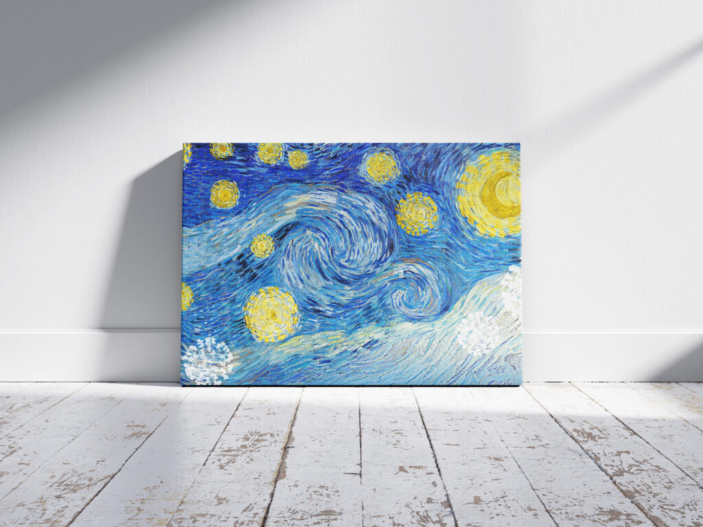 2 Views of Horizontal Canvas Mockup in Sunny Room