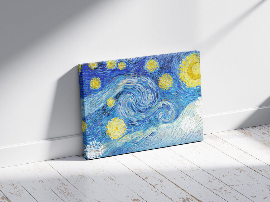 2 Views of Horizontal Canvas Mockup in Sunny Room