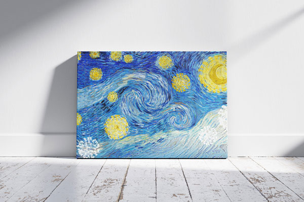 2 Views of Horizontal Canvas Mockup in Sunny Room