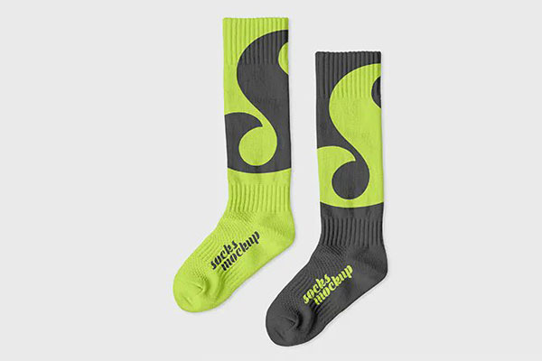 2 Views of Long Socks Mockups