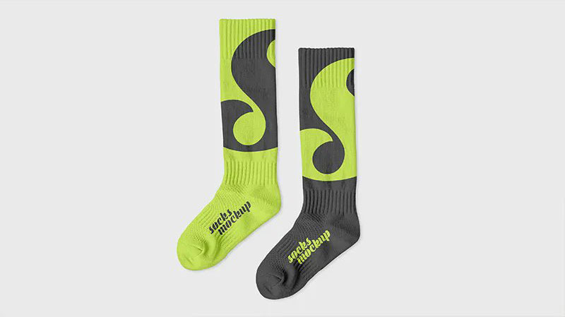 2 Views of Long Socks Mockups
