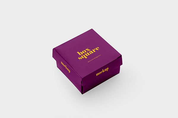 2 Views of Square Paper Box Mockup