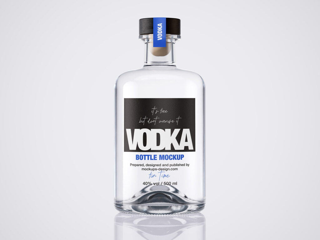 2 Standing Vodka Bottle Mockups in Varied Visions