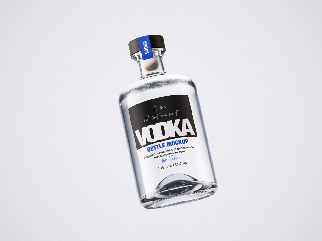 2 Standing Vodka Bottle Mockups in Varied Visions