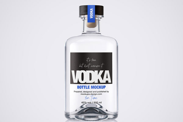 2 Standing Vodka Bottle Mockups in Varied Visions