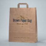 3/4 View Brown Paper Packaging Bag Mockup