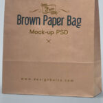 3/4 View Brown Paper Packaging Bag Mockup