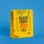 3/4 View Empty Paper Shopping Bag Mockup