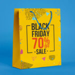 3/4 View Empty Paper Shopping Bag Mockup