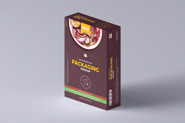 3/4 View Food Brand Box Packaging Mockup