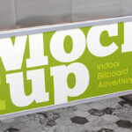 3/4 View Indoor Billboard Advertisement Against Wall Mockup