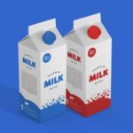 3/4 View Milk Carton Packaging Mockup