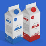 3/4 View Milk Carton Packaging Mockup