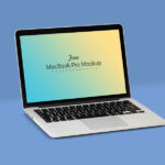 3/4 View Minimalistic Apple MacBook Pro on Floor Mockup