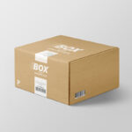 3/4 View Minimalistic Closed Square Mailing Box Mockup