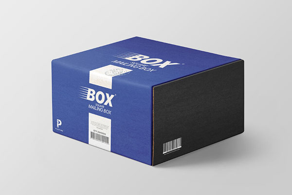 3/4 View Minimalistic Closed Square Mailing Box Mockup