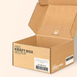 3/4 View Minimalistic Open Kraft Box Mockup
