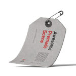 3/4 View Mono Floating Label Tag Mockup with Pin