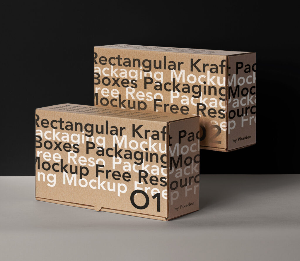 3/4 View of 2 Rectangular Box Packagings Mockup