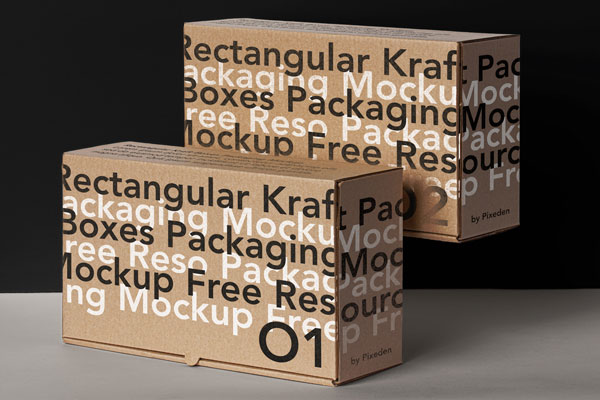 3/4 View of 2 Rectangular Box Packagings Mockup