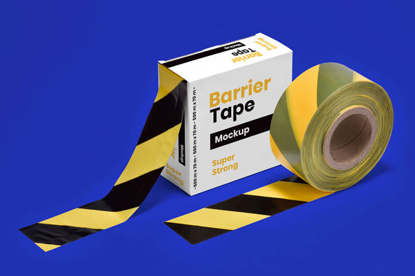 3/4 View of a Barrier/Barricade Tape Box Mockup