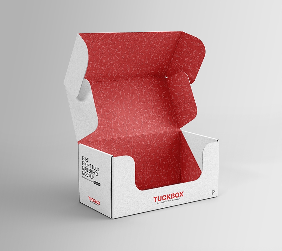 3/4 View of a Front Tuck Packaging Box Mockup mockup preview