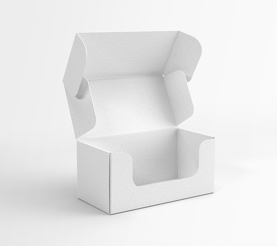 3/4 View of a Front Tuck Packaging Box Mockup mockup preview