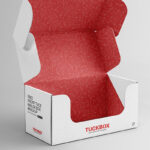 3/4 View of a Front Tuck Packaging Box Mockup mockup preview
