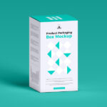 3/4 View of a Product Packaging Box Mockup with a Plain Background