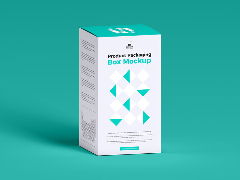 3/4 View of a Product Packaging Box Mockup with a Plain Background