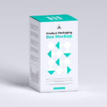 3/4 View of a Product Packaging Box Mockup with a Plain Background