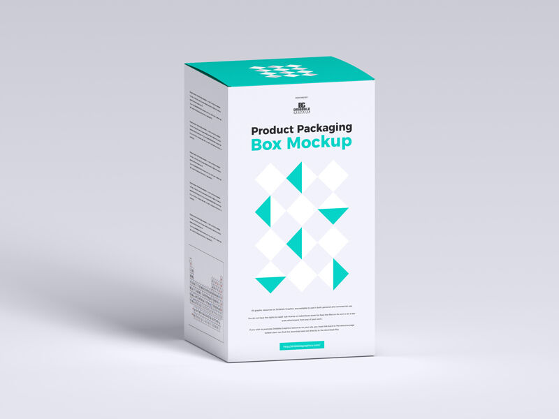 3/4 View of a Product Packaging Box Mockup with a Plain Background