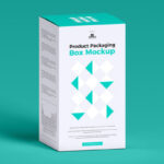 3/4 View of a Product Packaging Box Mockup with a Plain Background
