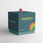 3/4 View of a Slide Square Gift Box Mockup