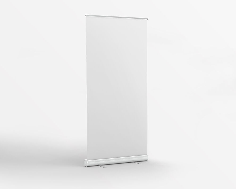 3/4 View of a Standing Roll-Up Banner Mockup
