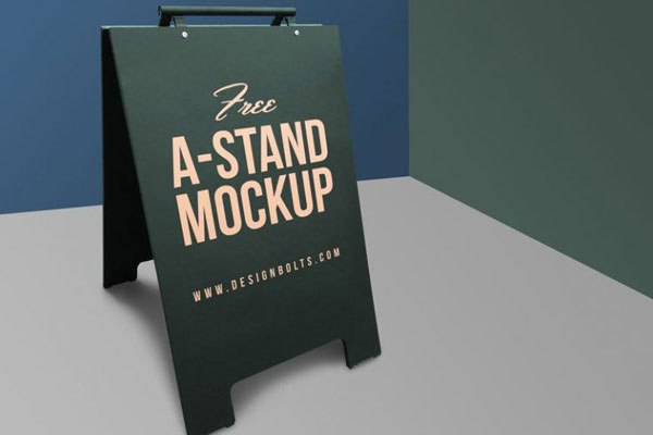 3/4 View of an Outdoor Advertising A-Stand Mockup