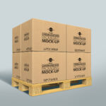 3/4 View of Cardboard Packaging Boxes Mockup