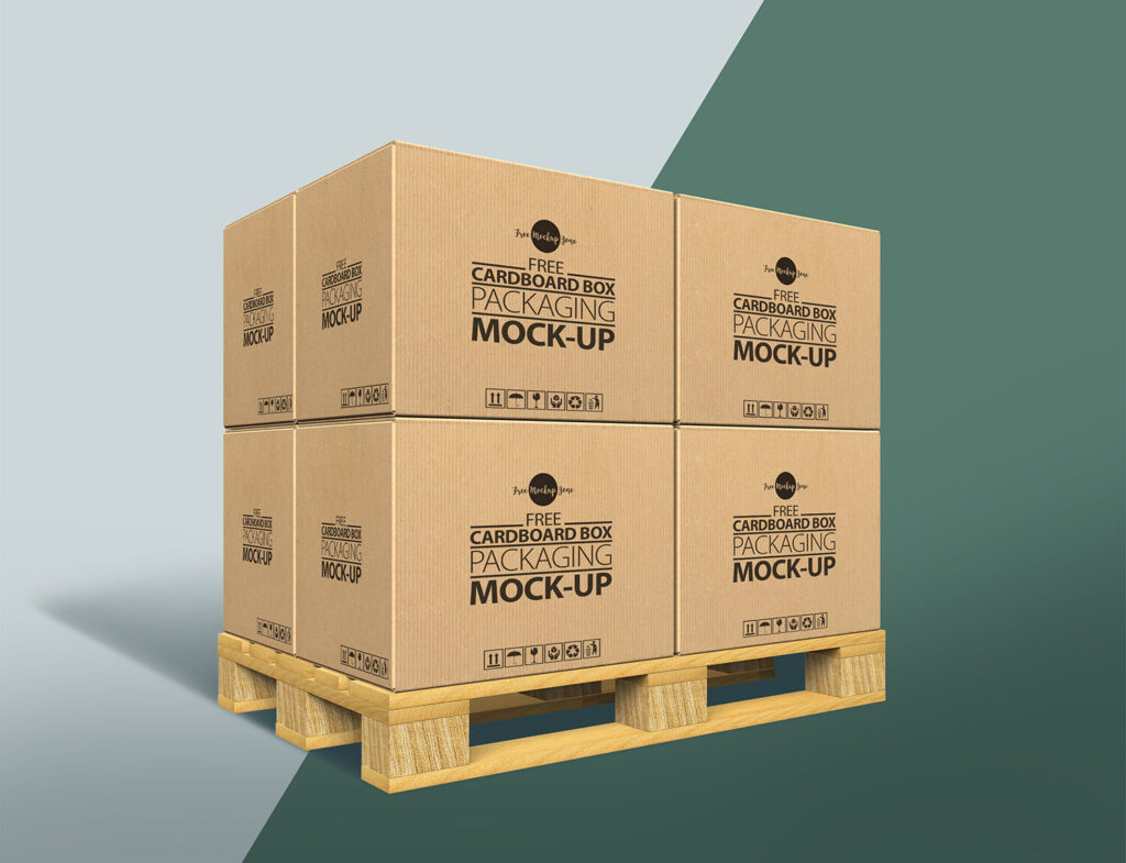 3/4 View of Cardboard Packaging Boxes Mockup
