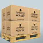 3/4 View of Cardboard Packaging Boxes Mockup