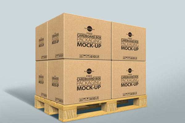 3/4 View of Cardboard Packaging Boxes Mockup