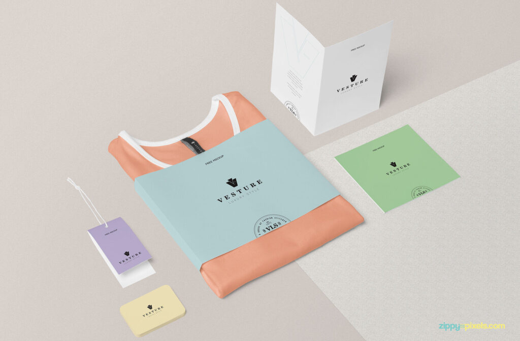 3/4 View of Fashion Branding Objects Mockup