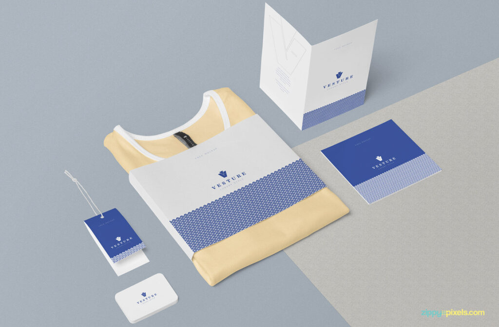 3/4 View of Fashion Branding Objects Mockup