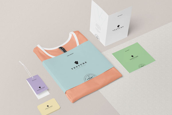 3/4 View of Fashion Branding Objects Mockup