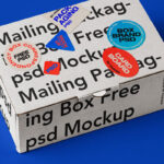 3/4 View of Mail Packaging Cardboard Box Mockup mockup preview