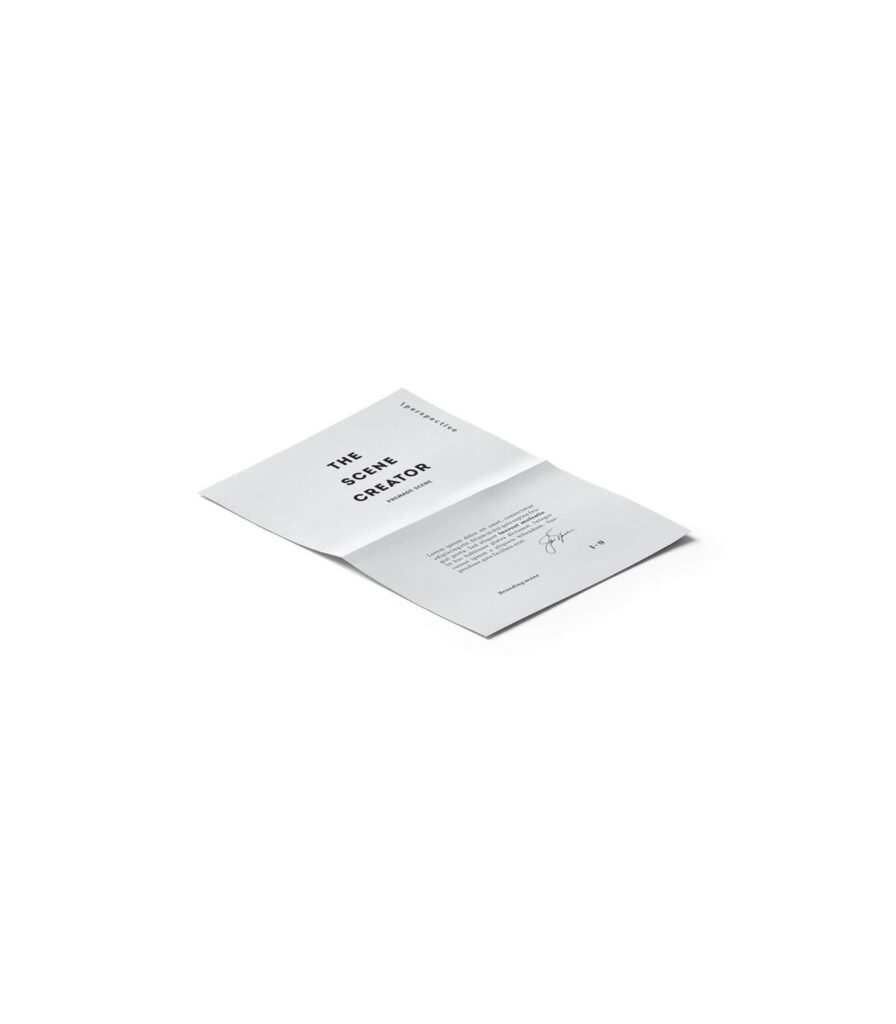 3/4 View of Paper Mockup Folded Vertically